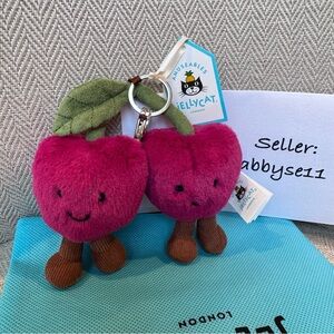 Jellycat Amuseables Cherries Bag Charm Plush Toy NWT Authentic With Dust Bag 🍒